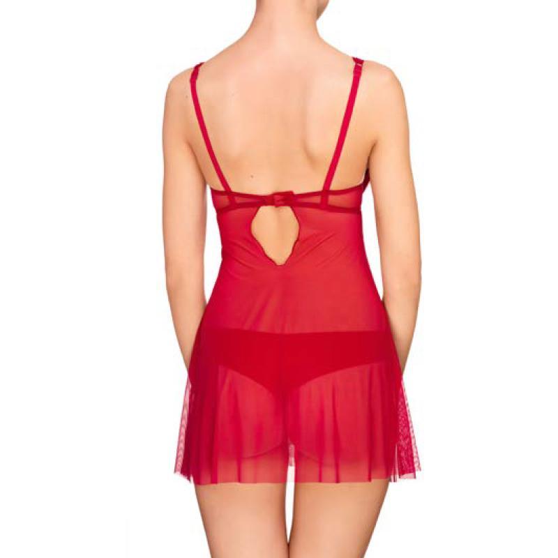 Sexy Sheer Plunge Babydoll Laumelle Red Kiss — view 3
