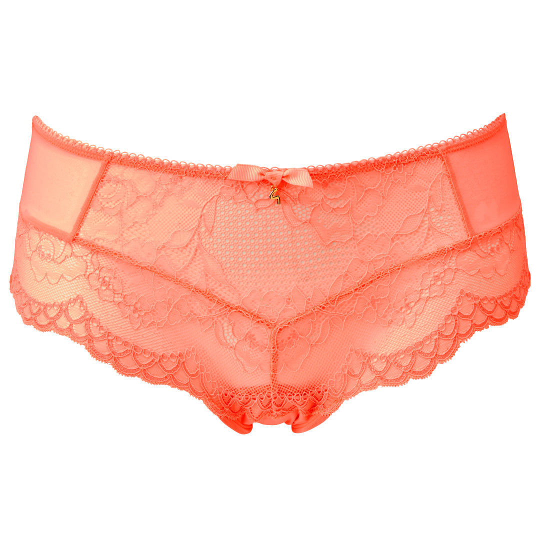 Gossard Superboost Lace Neon Coral Sheer Shorts Panty — view 3