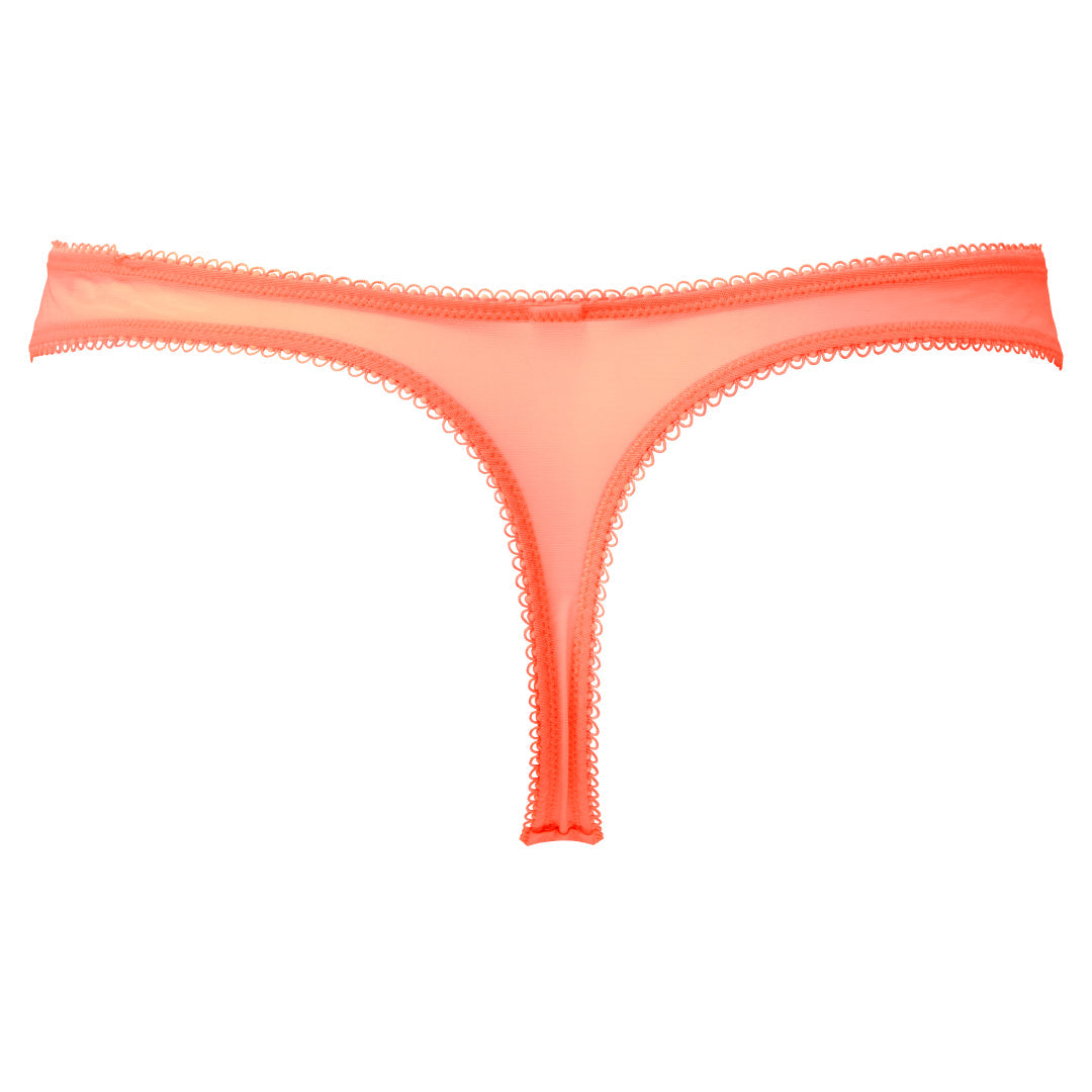 Gossard Superboost Lace Neon Coral Sheer Thong Panty — view 5