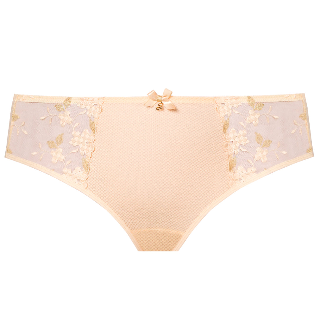 Samanta Valeria Biscuit Sheer Mesh Tulle Embroidered Brief Panty — view 3